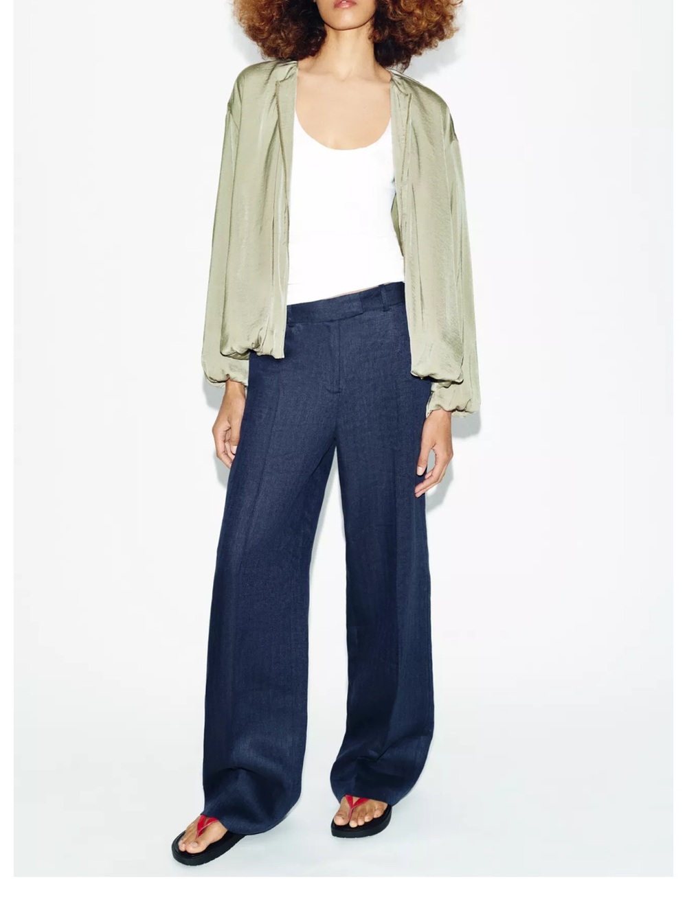 Zara NWT Light Sage green balloon sleeve fluid Bomber jacket - Picture 11 of 13